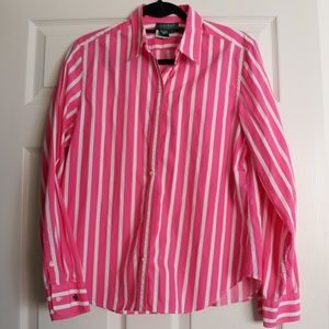 Pink striped Ralph Lauren blouse Size Large